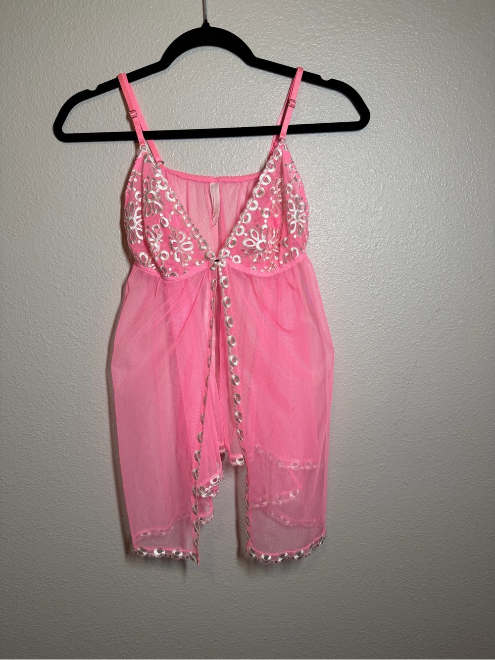 Victorias Secret Pink Lace Babydoll Lingerie Top Y2K VINTAGE handkerchief hem